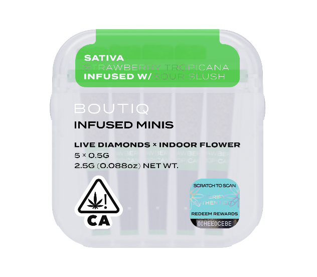Boutiq Pre Rolls | Infused Minis | Strawberry Tropicana x Sour Slush | Live Diamonds 2.5G - Boutiq switch